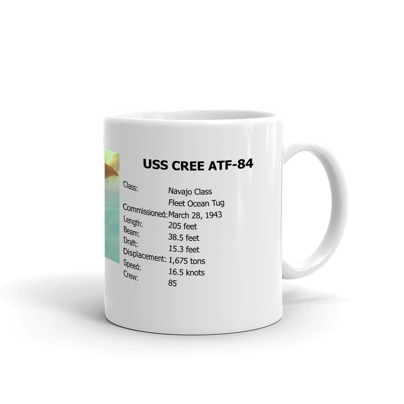 USS Cree ATF-84 Coffee Cup Mug Right Handle