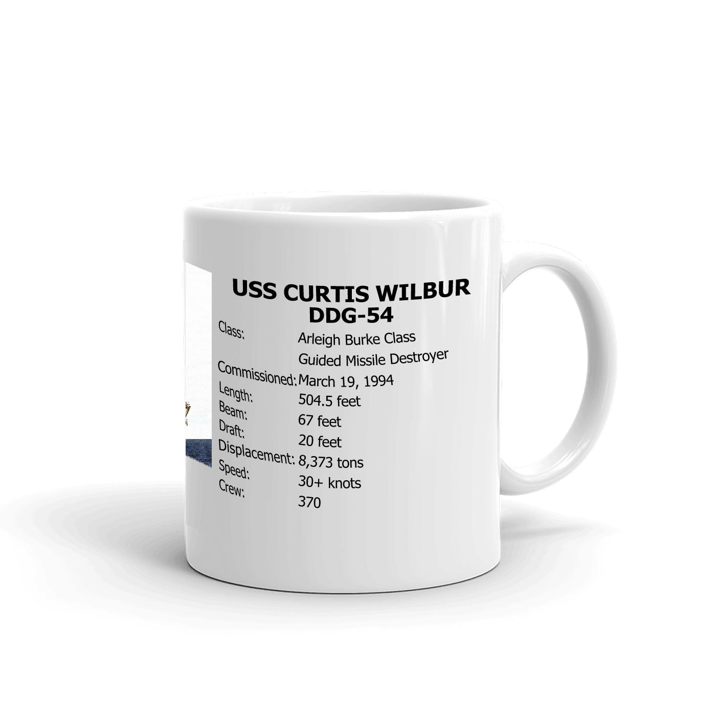 USS Curtis Wilbur DDG-54 Coffee Cup Mug Right Handle