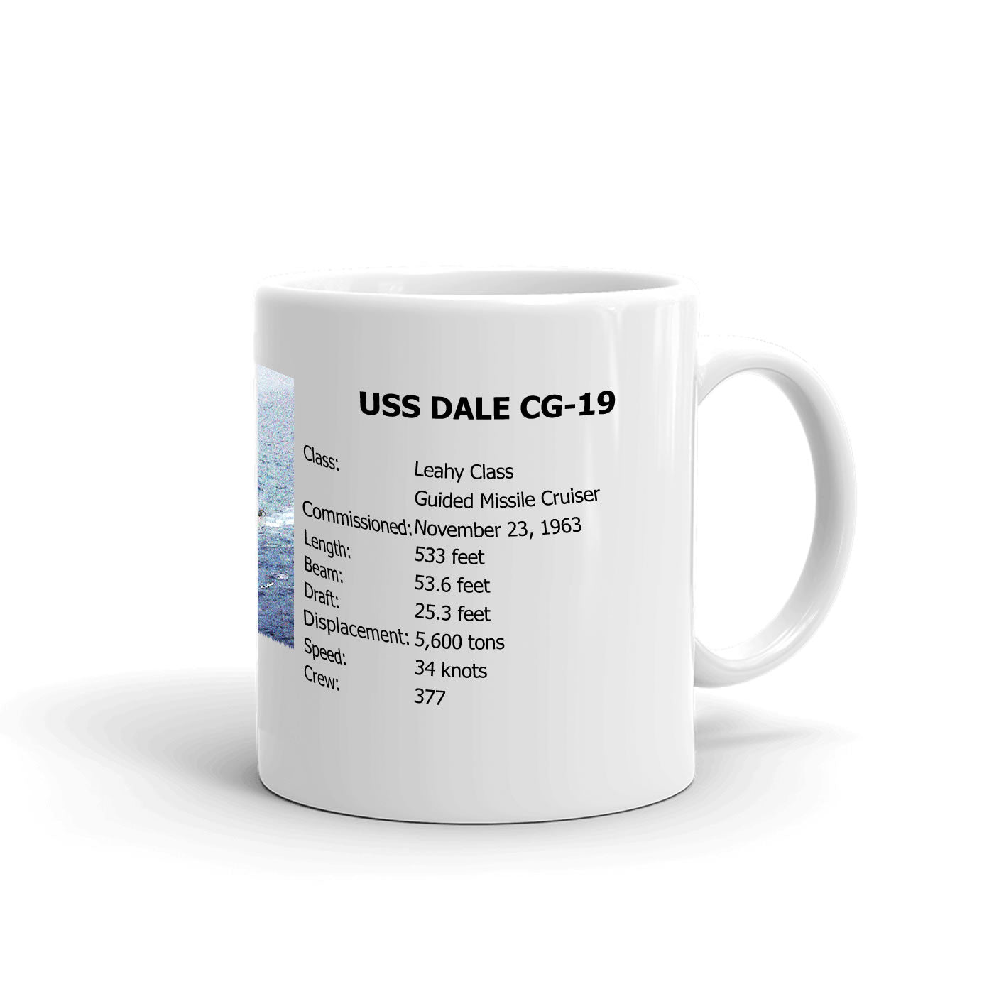 USS Dale CG-19 Coffee Cup Mug Right Handle
