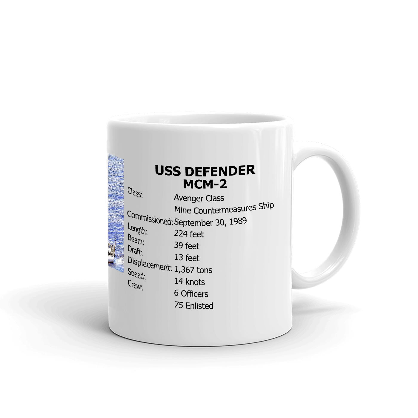 USS Defender MCM-2 Coffee Cup Mug Right Handle