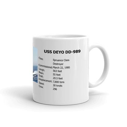USS Deyo DD-989 Coffee Cup Mug Right Handle