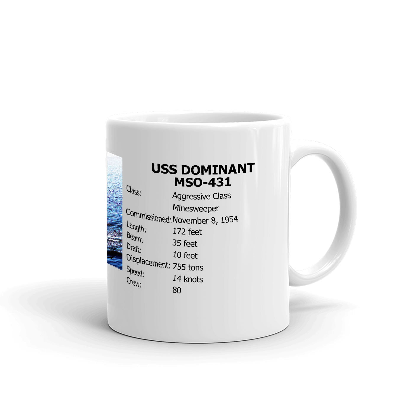 USS Dominant MSO-431 Coffee Cup Mug Right Handle
