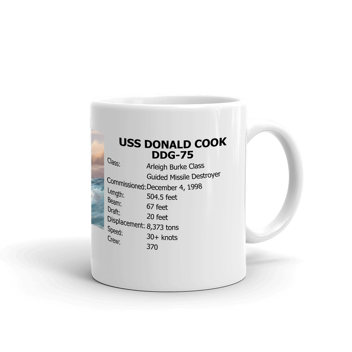 USS Donald Cook DDG-75 Coffee Cup Mug Right Handle
