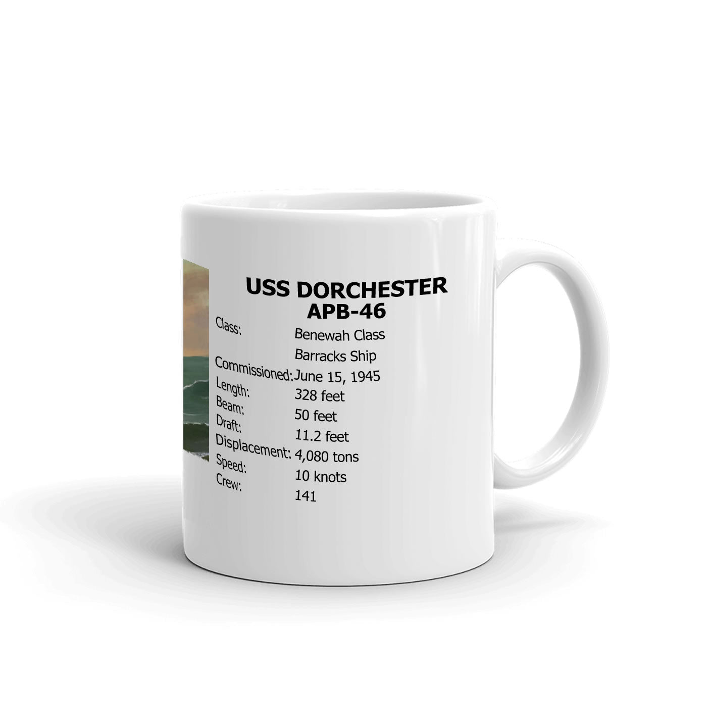USS Dorchester APB-46 Coffee Cup Mug Right Handle