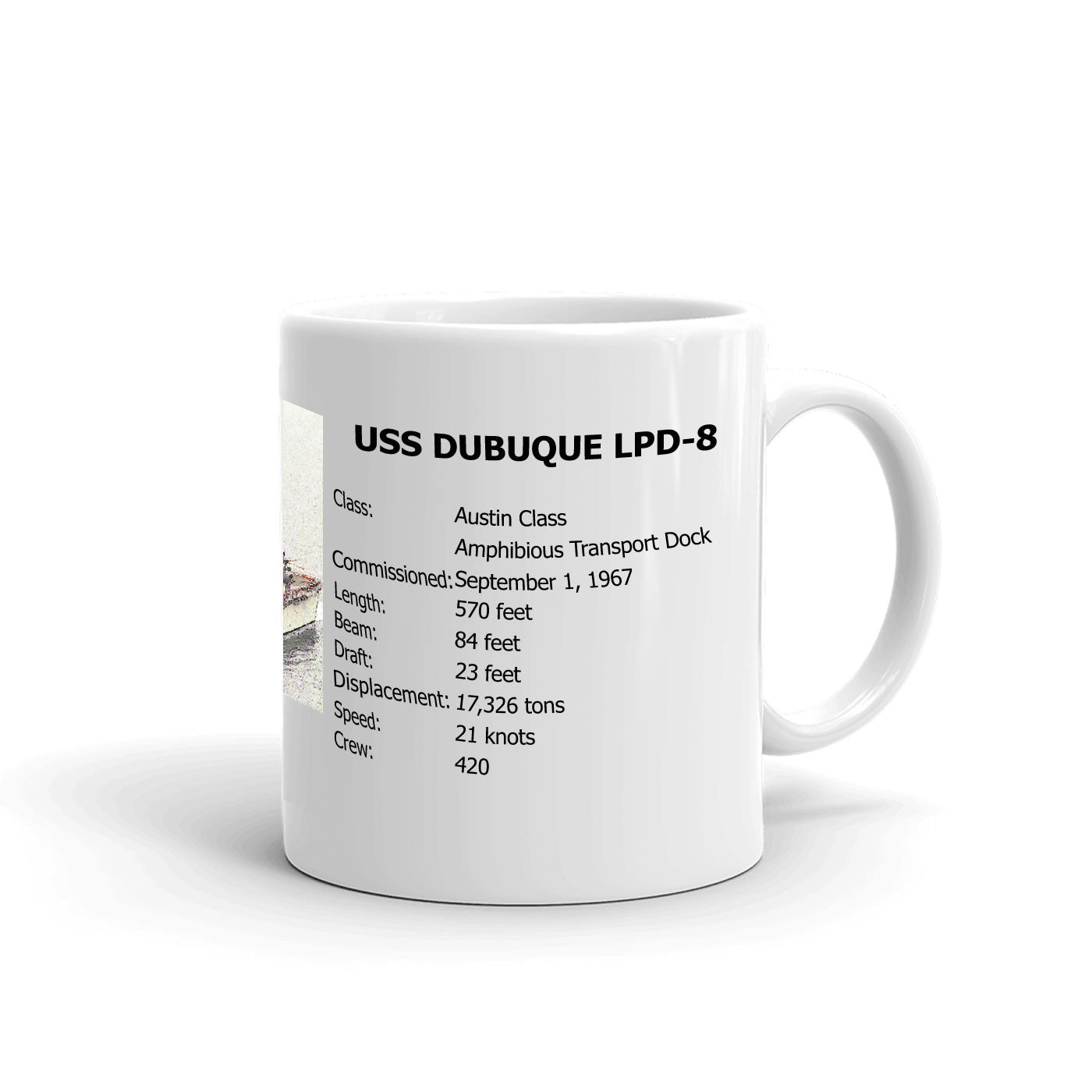 USS Dubuque LPD-8 Coffee Cup Mug Right Handle