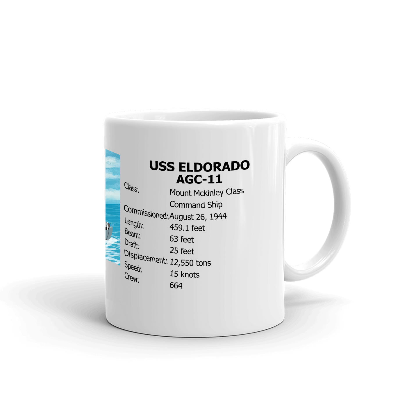 USS Eldorado AGC-11 Coffee Cup Mug Right Handle