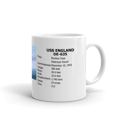 USS England DE-635 Coffee Cup Mug Right Handle