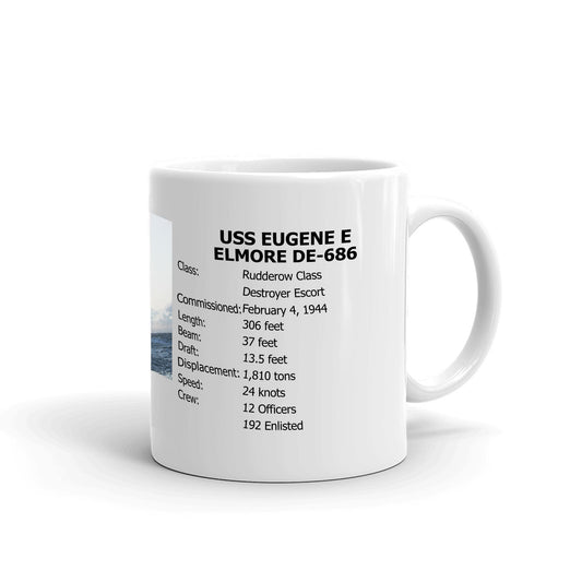 USS Eugene E Elmore DE-686 Coffee Cup Mug Right Handle