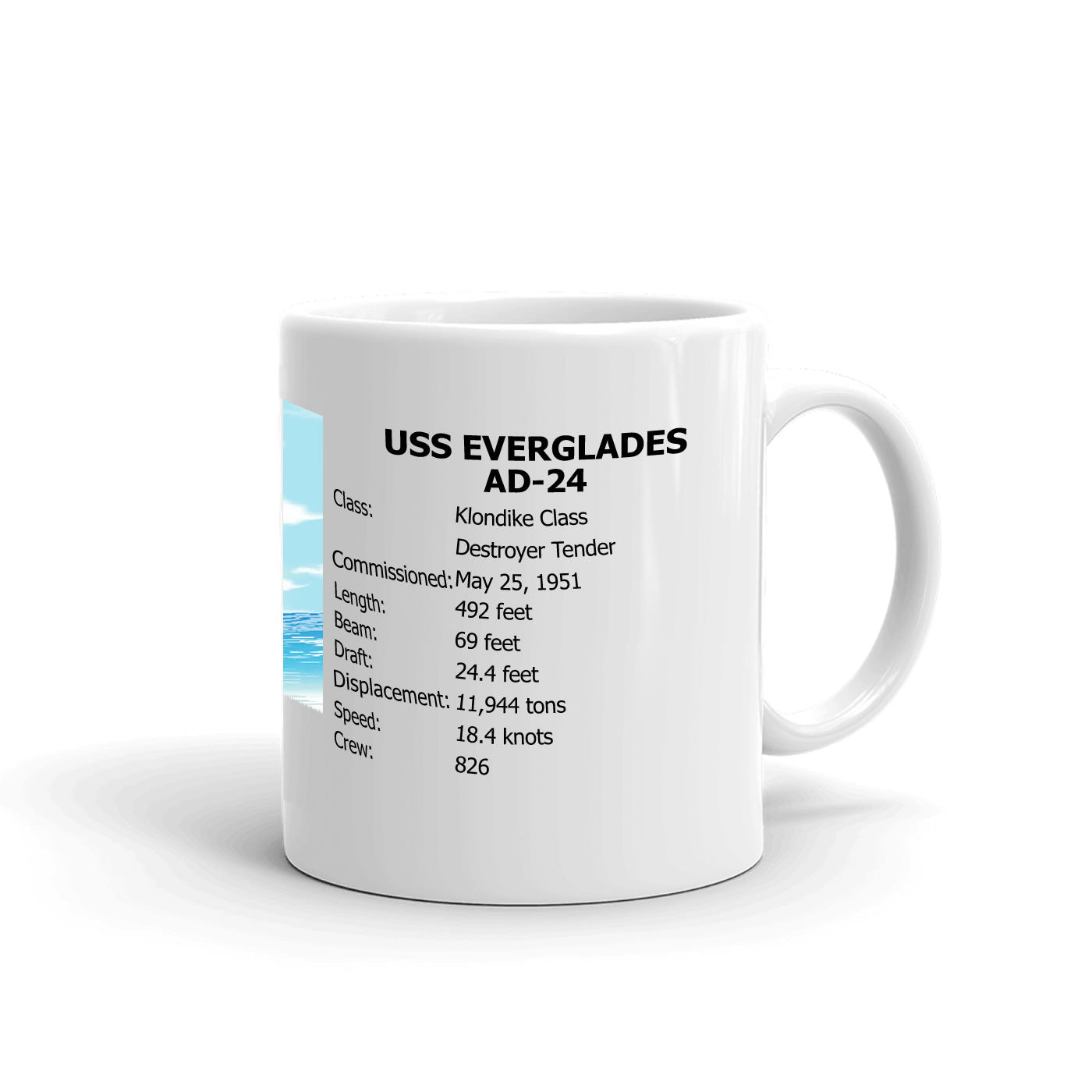 USS Everglades AD-24 Coffee Cup Mug Right Handle