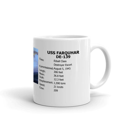 USS Farquhar DE-139 Coffee Cup Mug Right Handle