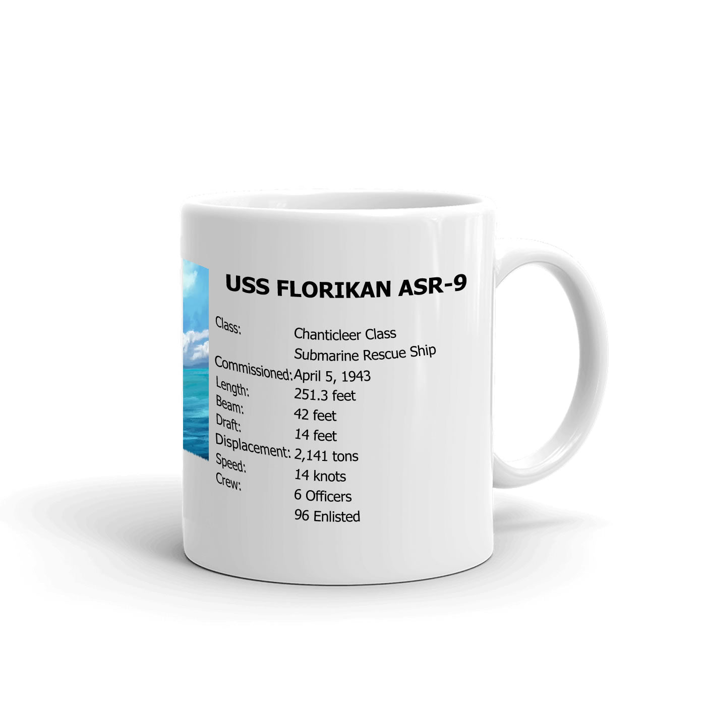 USS Florikan ASR-9 Coffee Cup Mug Right Handle