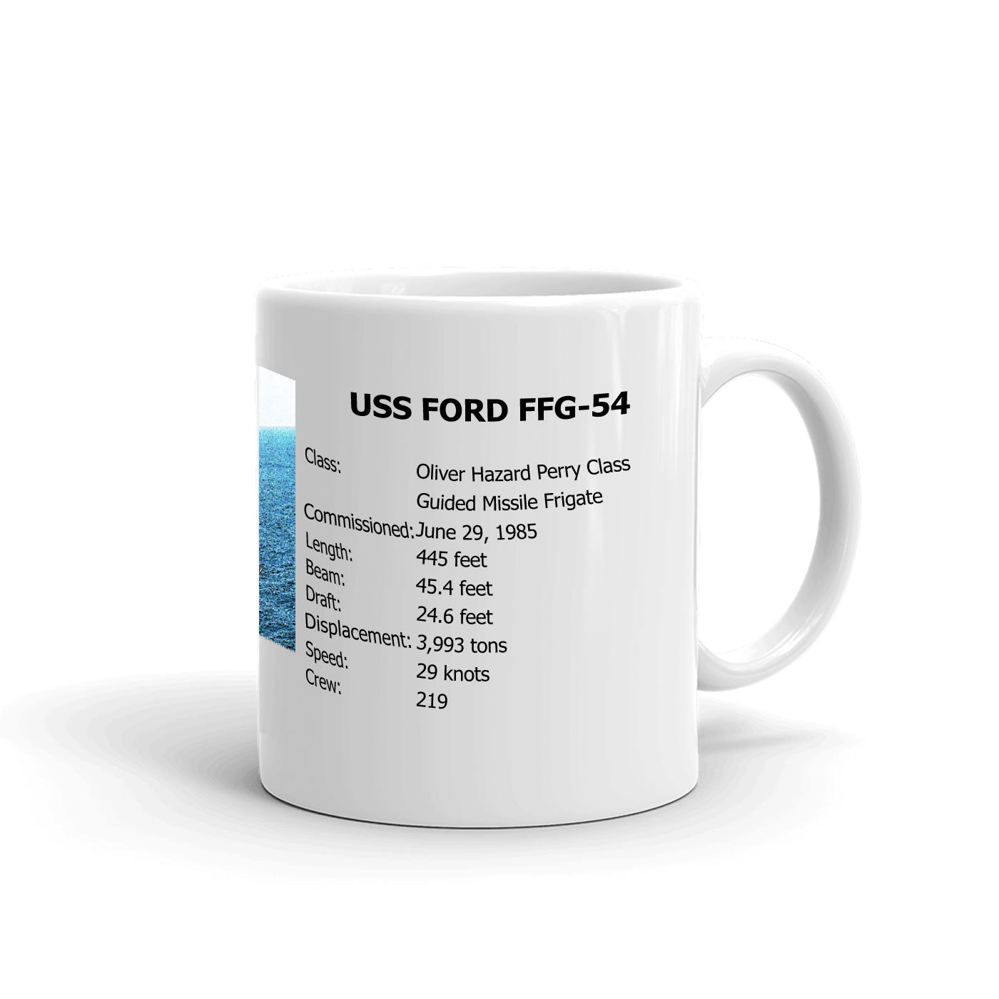 USS Ford FFG-54 Coffee Cup Mug Right Handle