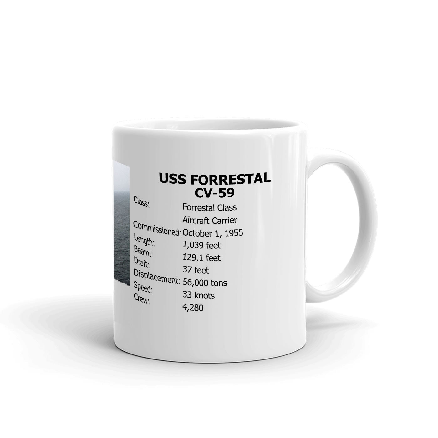 USS Forrestal CV-59 Coffee Cup Mug Right Handle