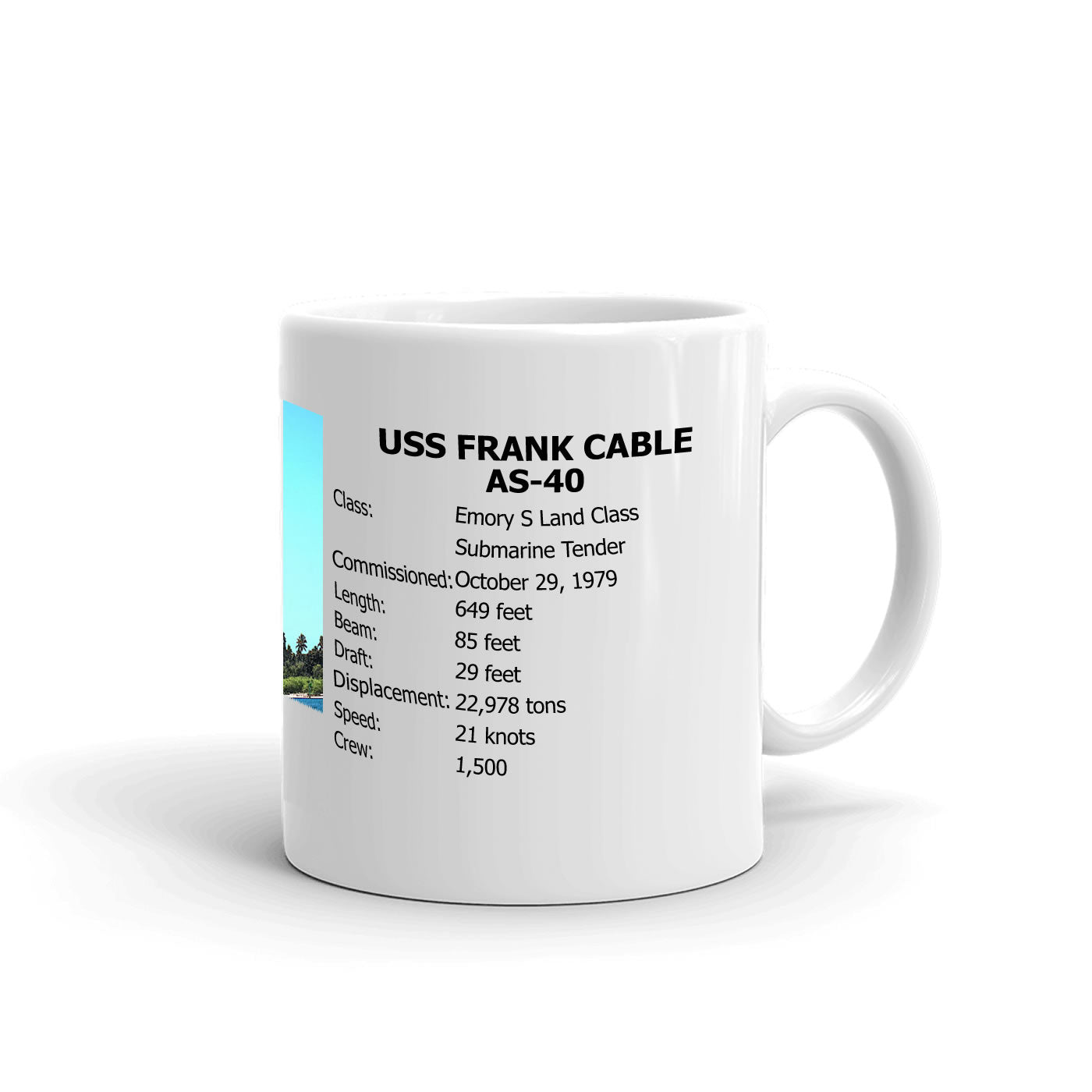 USS Frank Cable AS-40 Coffee Cup Mug Right Handle