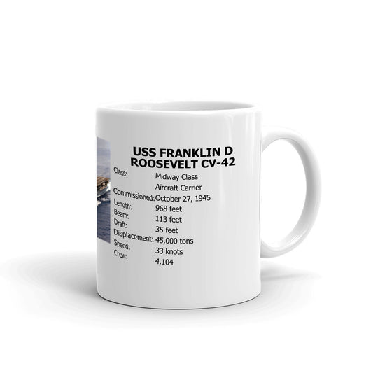 USS Franklin D Roosevelt CV-42 Coffee Cup Mug Right Handle