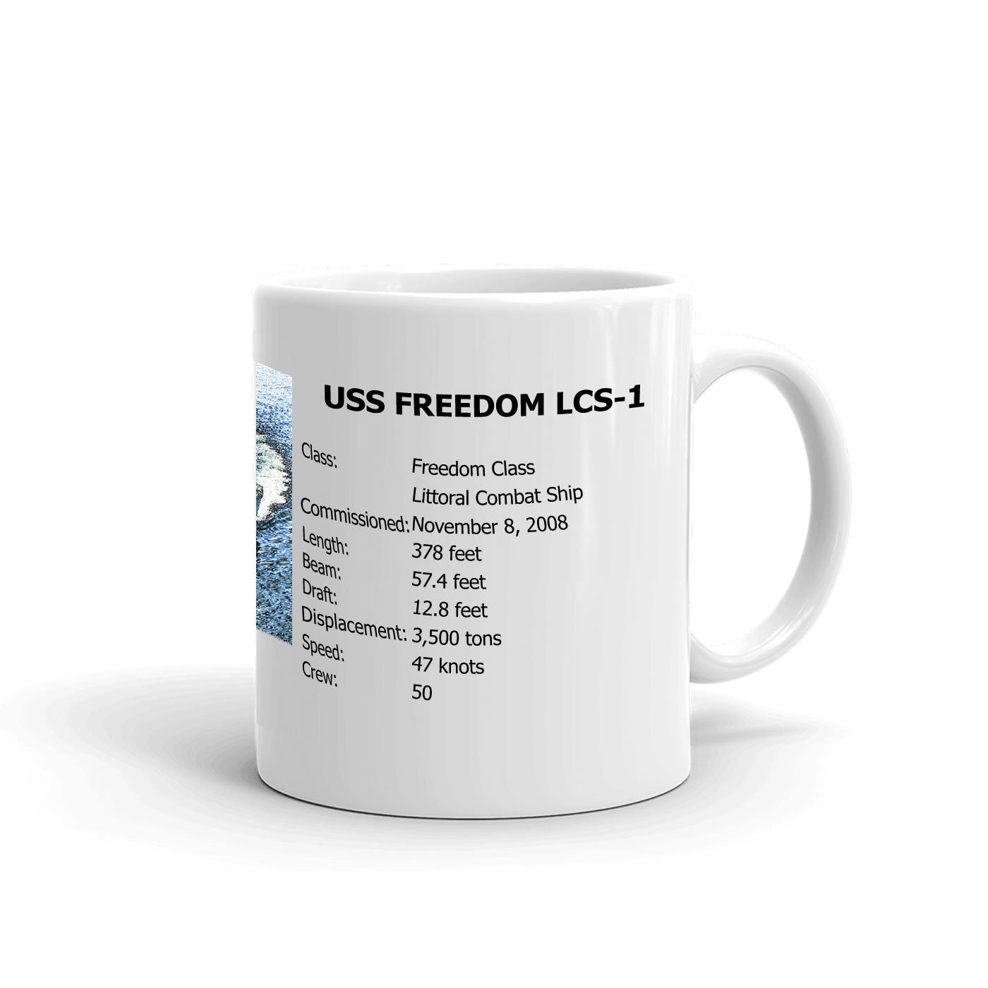 USS Freedom LCS-1 Coffee Cup Mug Right Handle