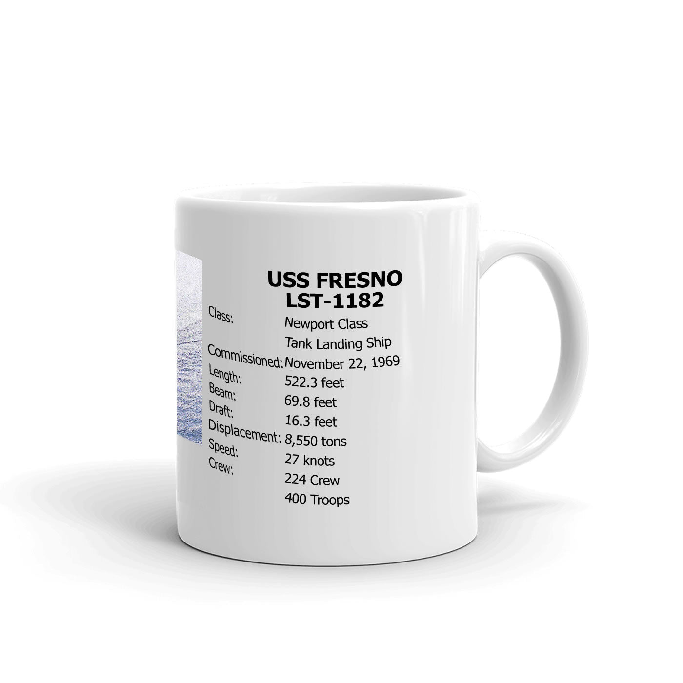 USS Fresno LST-1182 Coffee Cup Mug Right Handle