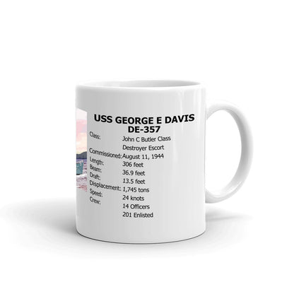 USS George E Davis DE-357 Coffee Cup Mug Right Handle