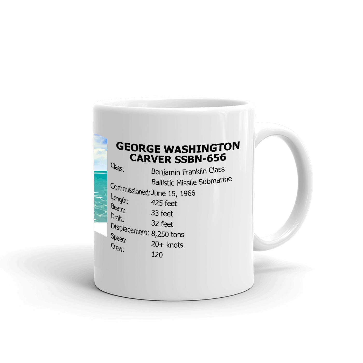 USS George Washington Carver SSBN-656 Coffee Cup Mug Right Handle