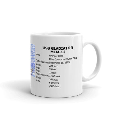 USS Gladiator MCM-11 Coffee Cup Mug Right Handle