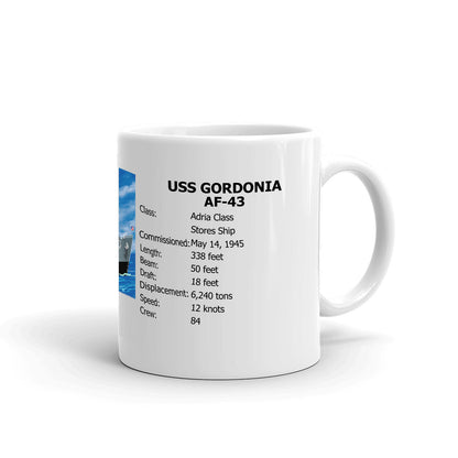 USS Gordonia AF-43 Coffee Cup Mug Right Handle