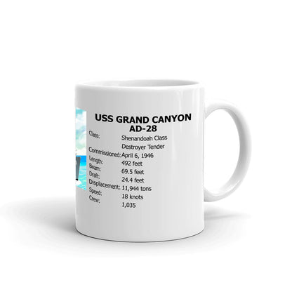 USS Grand Canyon AD-28 Coffee Cup Mug Right Handle