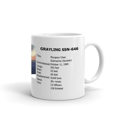 USS Grayling SSN-646 Coffee Cup Mug Right Handle