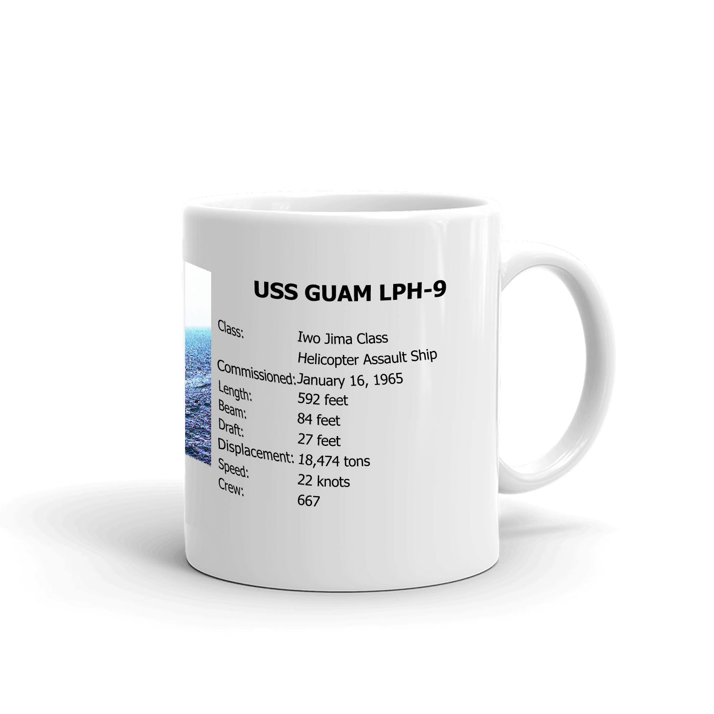 USS Guam LPH-9 Coffee Cup Mug Right Handle