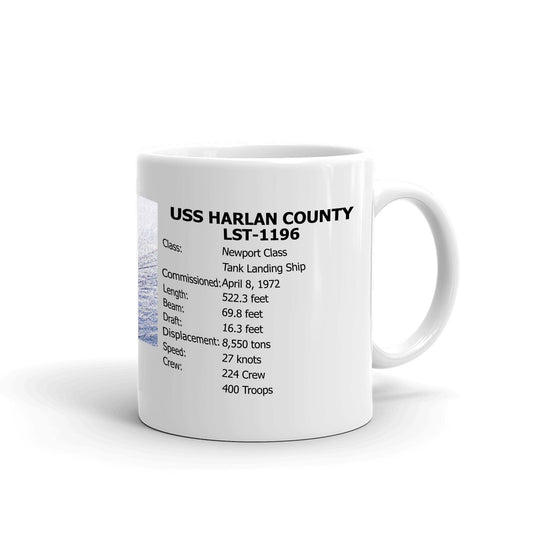 USS Harlan County LST-1196 Coffee Cup Mug Right Handle