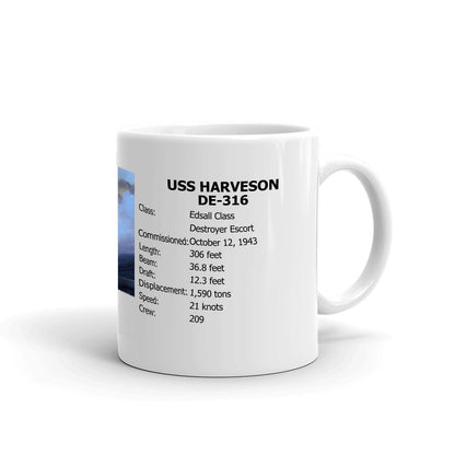 USS Harveson DE-316 Coffee Cup Mug Right Handle