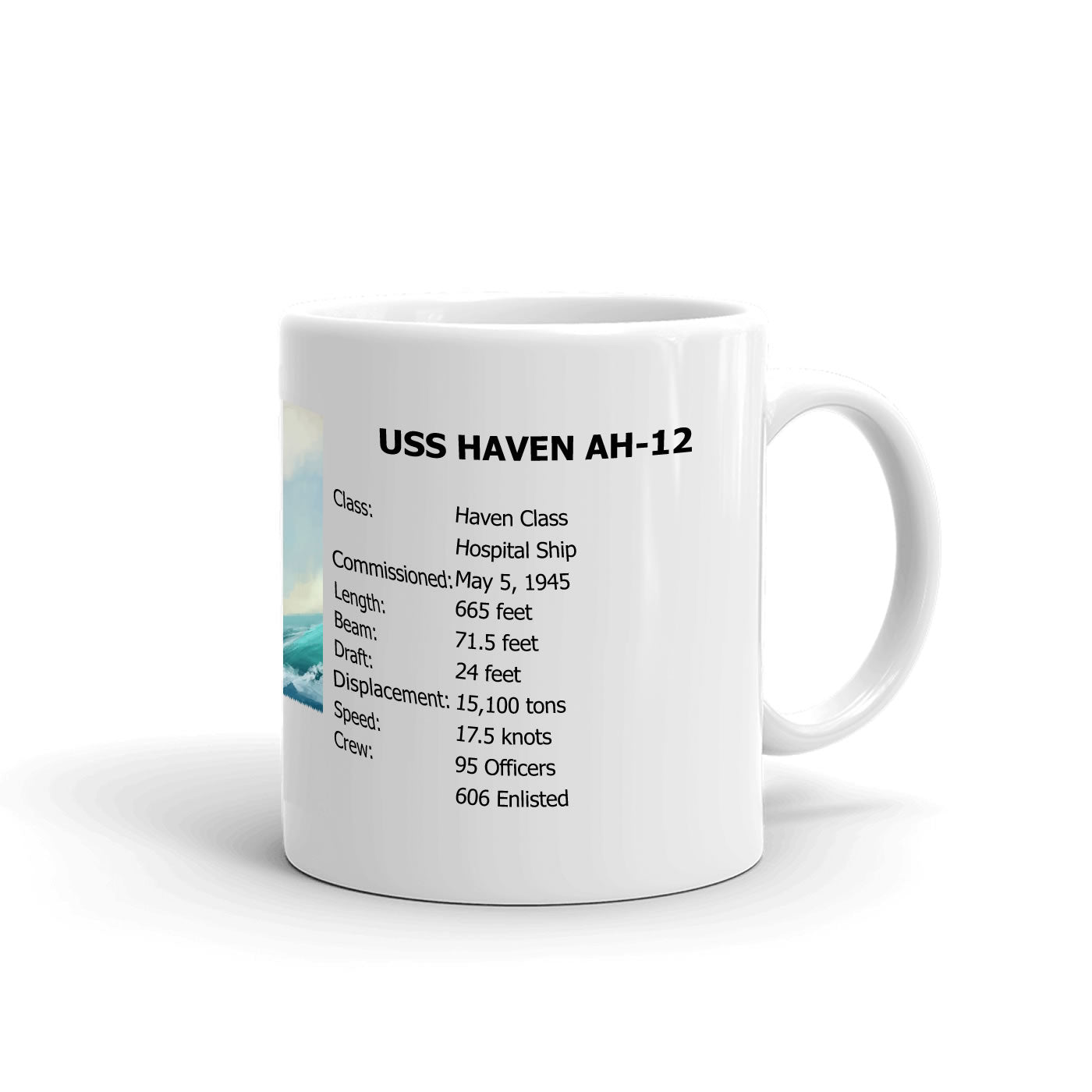 USS Haven AH-12 Coffee Cup Mug Right Handle