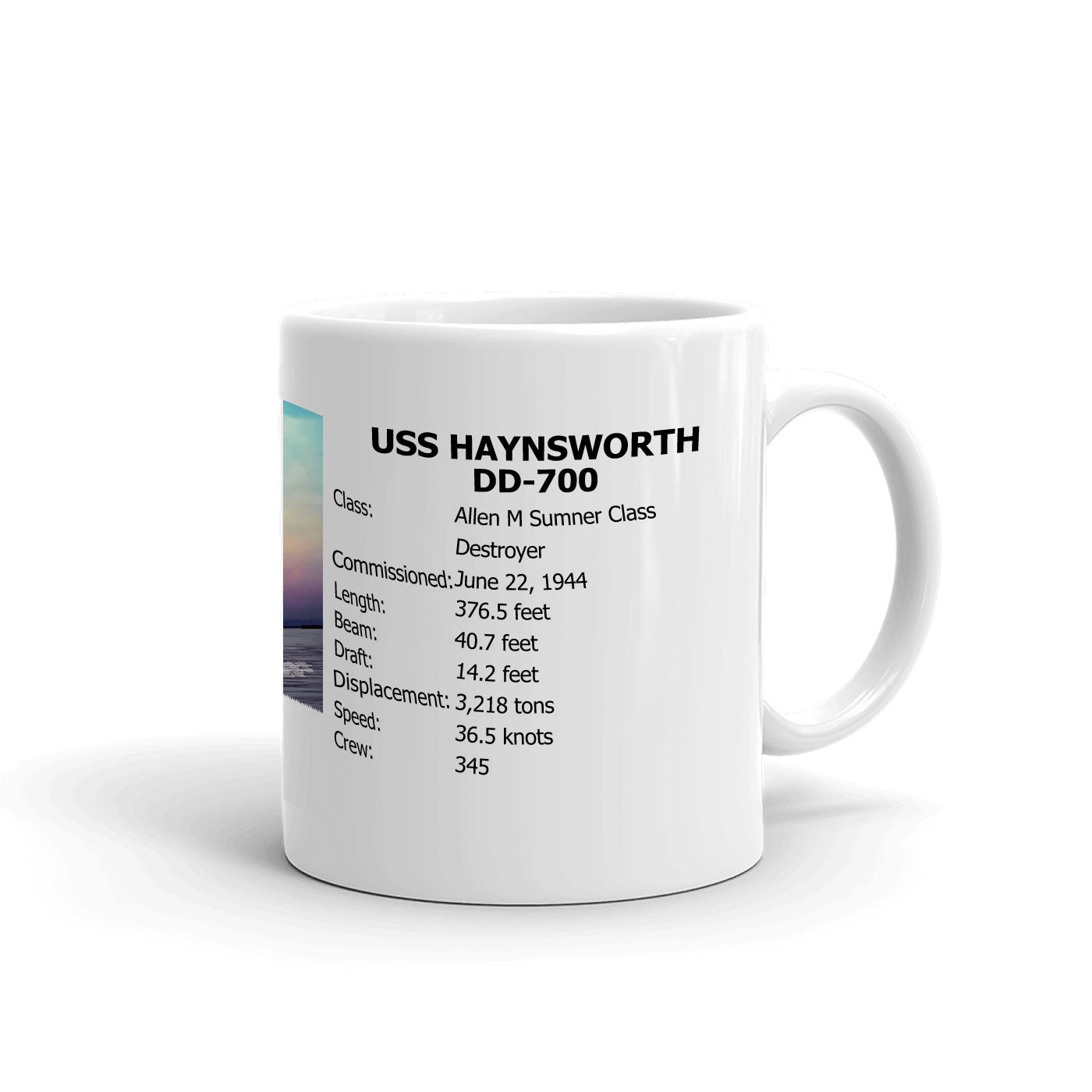 USS Haynsworth DD-700 Coffee Cup Mug Right Handle