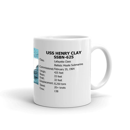 USS Henry Clay SSBN-625 Coffee Cup Mug Right Handle