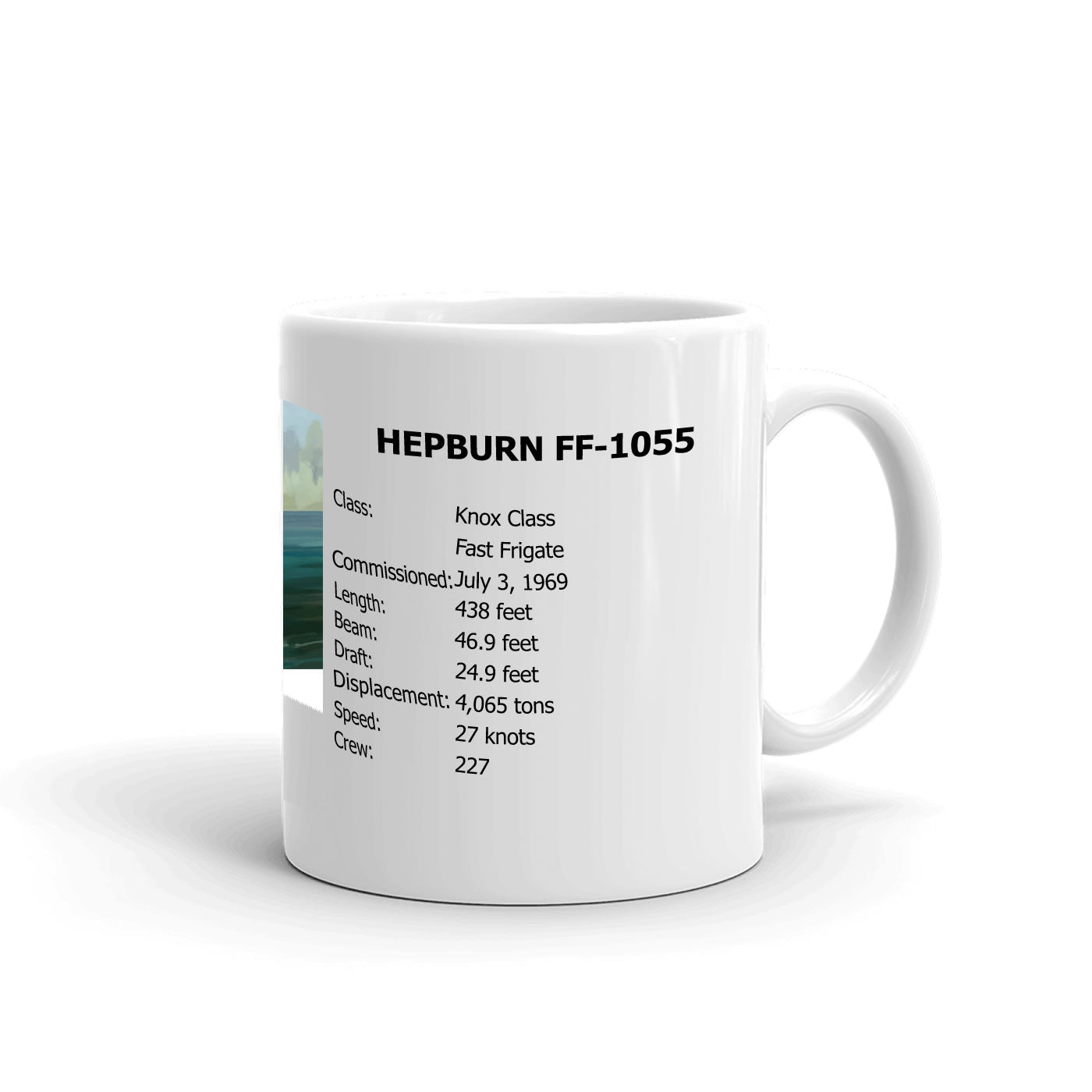 USS Hepburn FF-1055 Coffee Cup Mug Right Handle