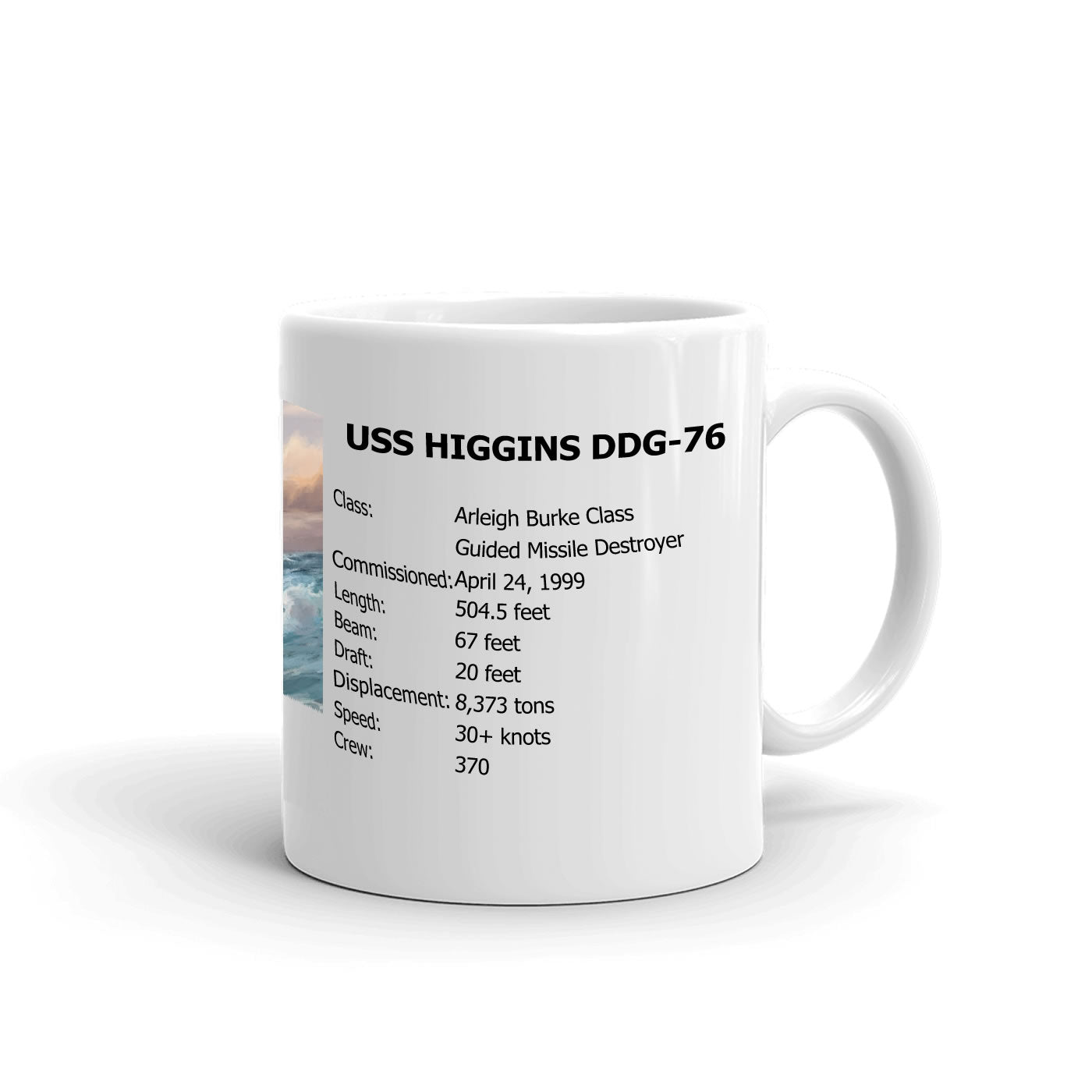 USS Higgins DDG-76 Coffee Cup Mug Right Handle