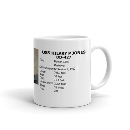 USS Hilary P Jones DD-427 Coffee Cup Mug Right Handle