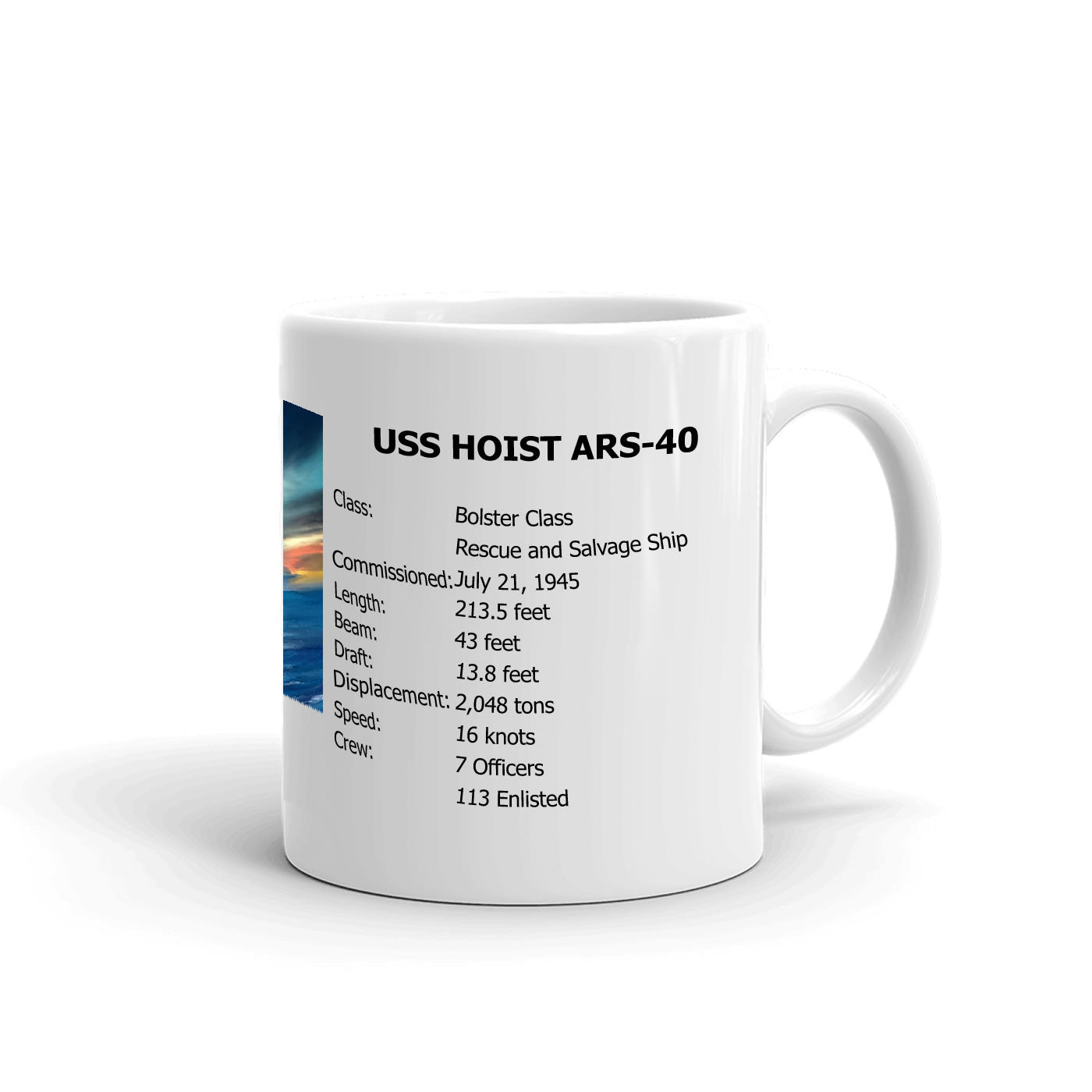 USS Hoist ARS-40 Coffee Cup Mug Right Handle