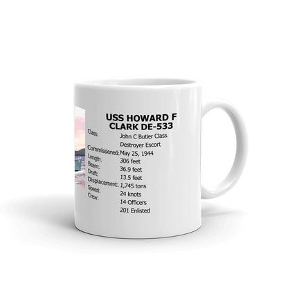 USS Howard F Clark DE-533 Coffee Cup Mug Right Handle