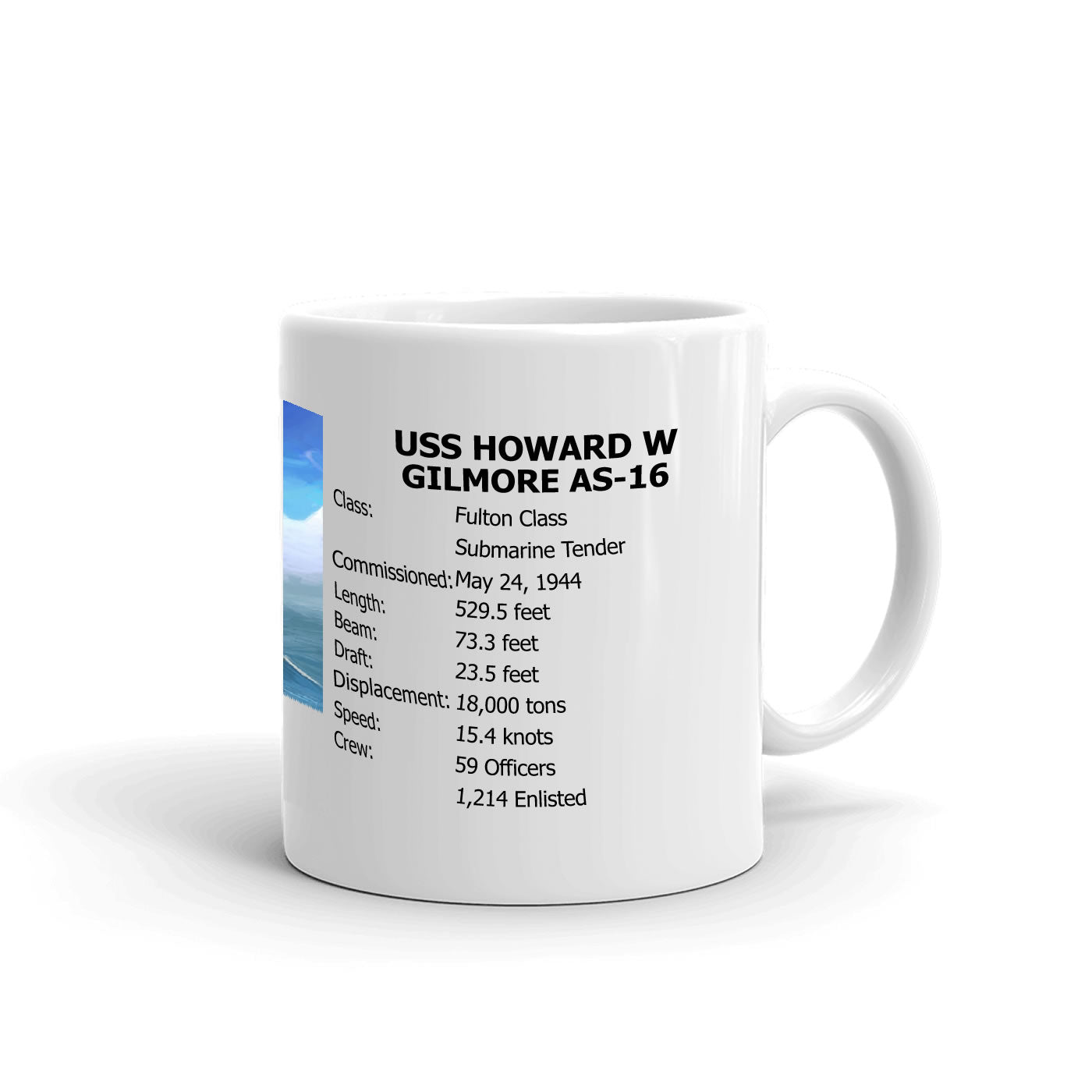 USS Howard W Gilmore AS-16 Coffee Cup Mug Right Handle