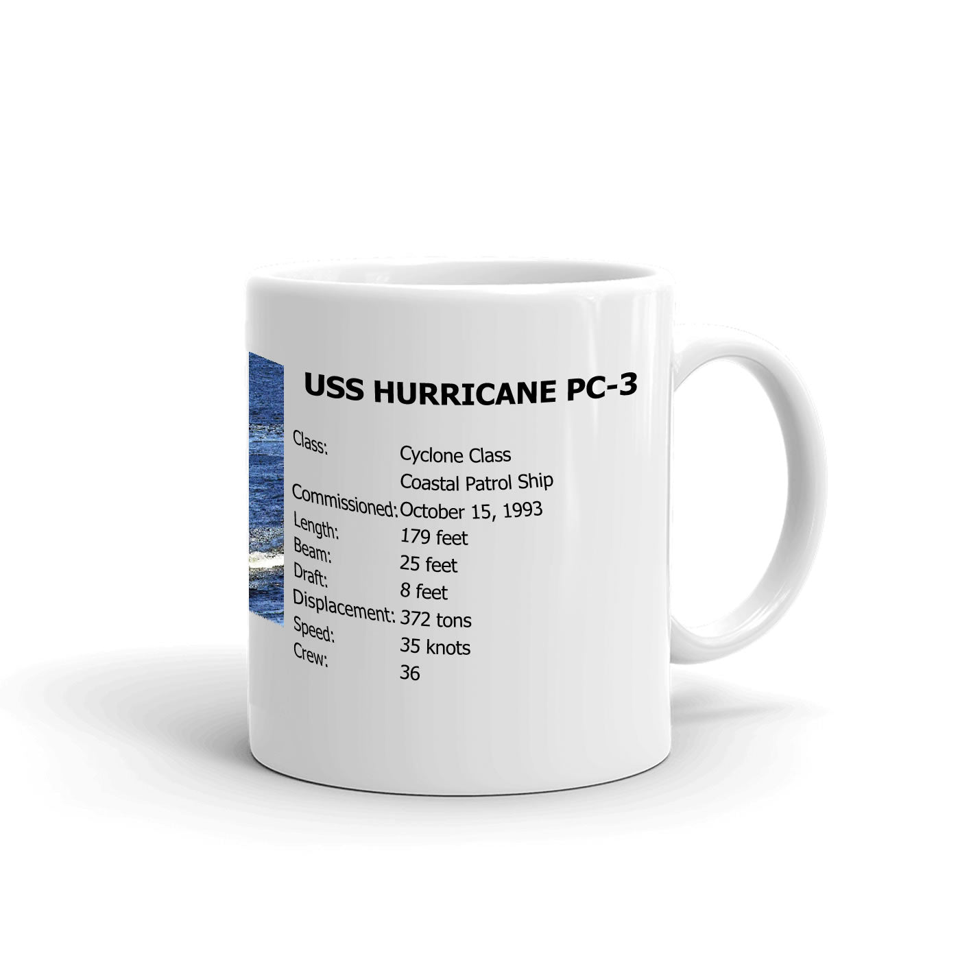 USS Hurricane PC-3 Coffee Cup Mug Right Handle