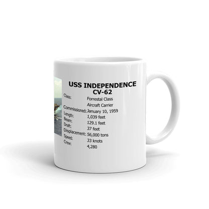USS Independence CV-62 Coffee Cup Mug Right Handle