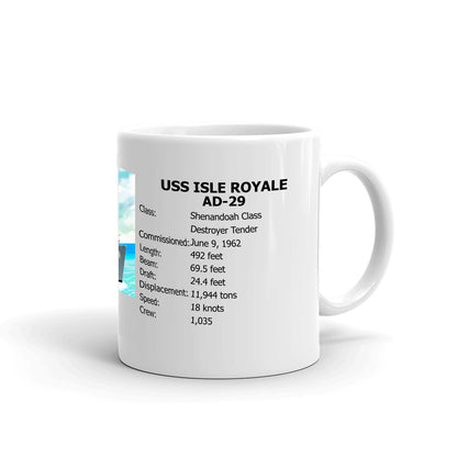 USS Isle Royale AD-29 Coffee Cup Mug Right Handle