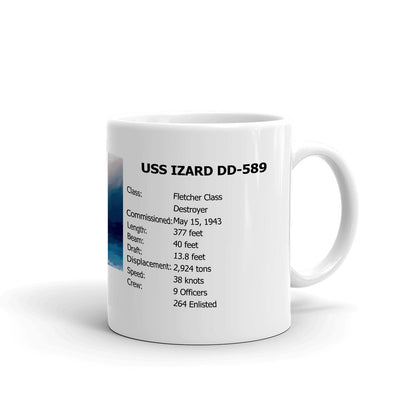USS Izard DD-589 Coffee Cup Mug Right Handle