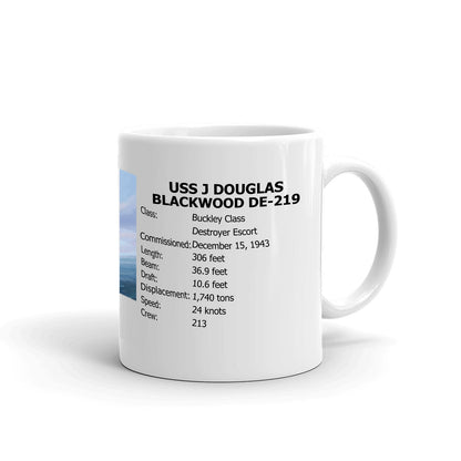 USS J Douglas Blackwood DE-219 Coffee Cup Mug Right Handle