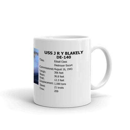 USS J R Y Blakely DE-140 Coffee Cup Mug Right Handle