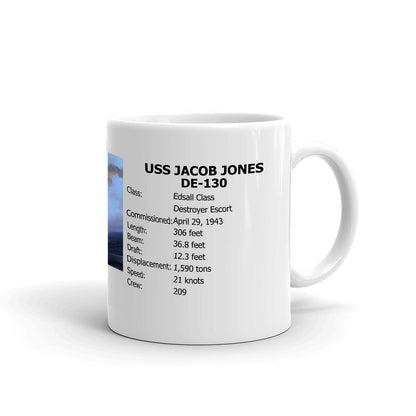 USS Jacob Jones DE-130 Coffee Cup Mug Right Handle