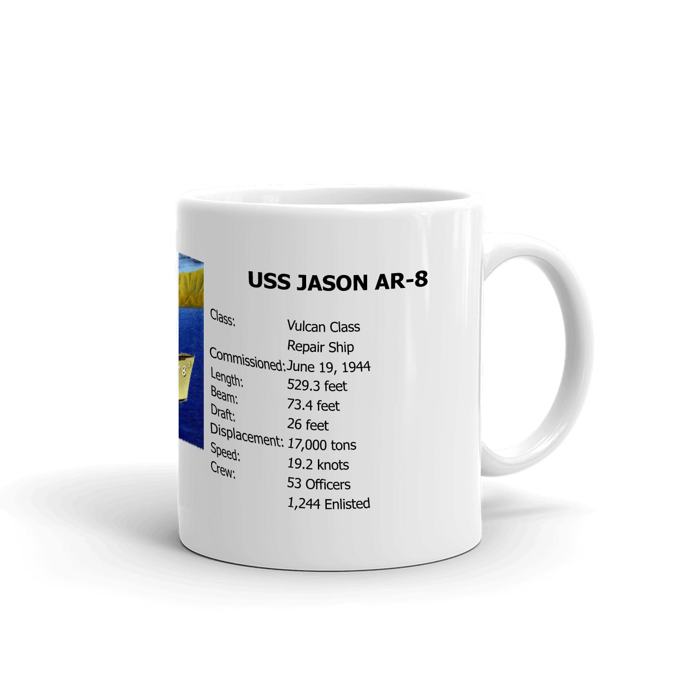 USS Jason AR-8 Coffee Cup Mug Right Handle