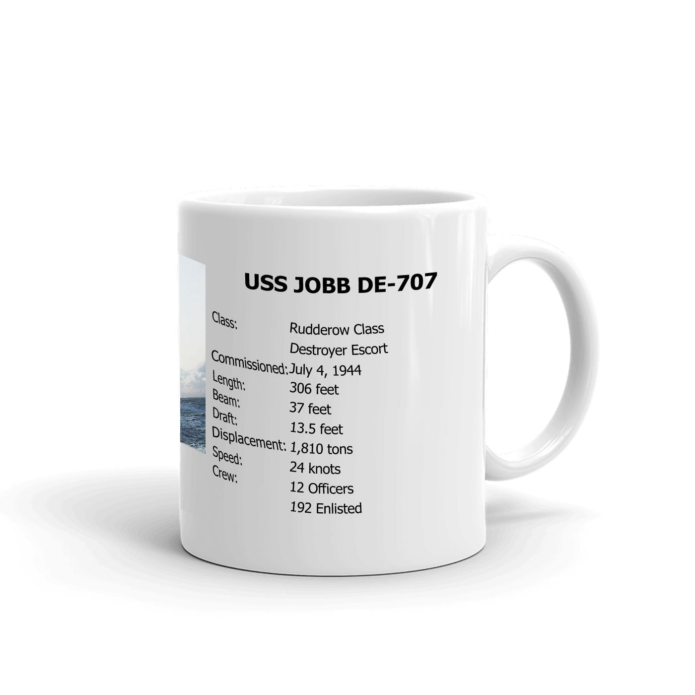 USS Jobb DE-707 Coffee Cup Mug Right Handle