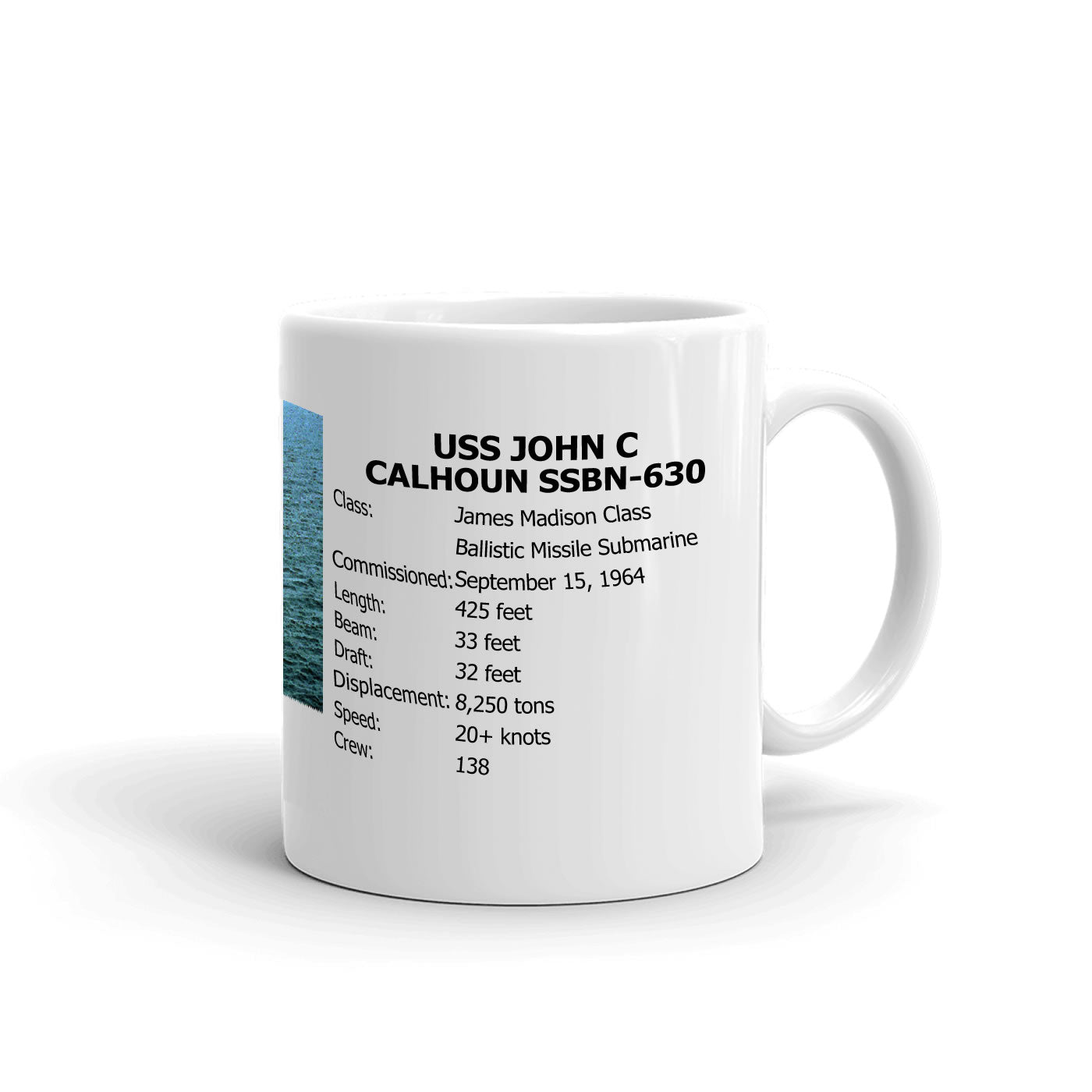 USS John C Calhoun SSBN-630 Coffee Cup Mug Right Handle