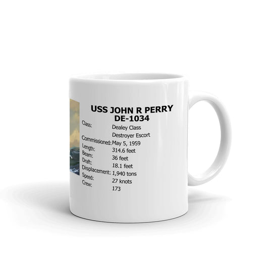 USS John R Perry DE-1034 Coffee Cup Mug Right Handle